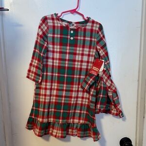 Plaid Ruffle Dress with Bell Sleeves